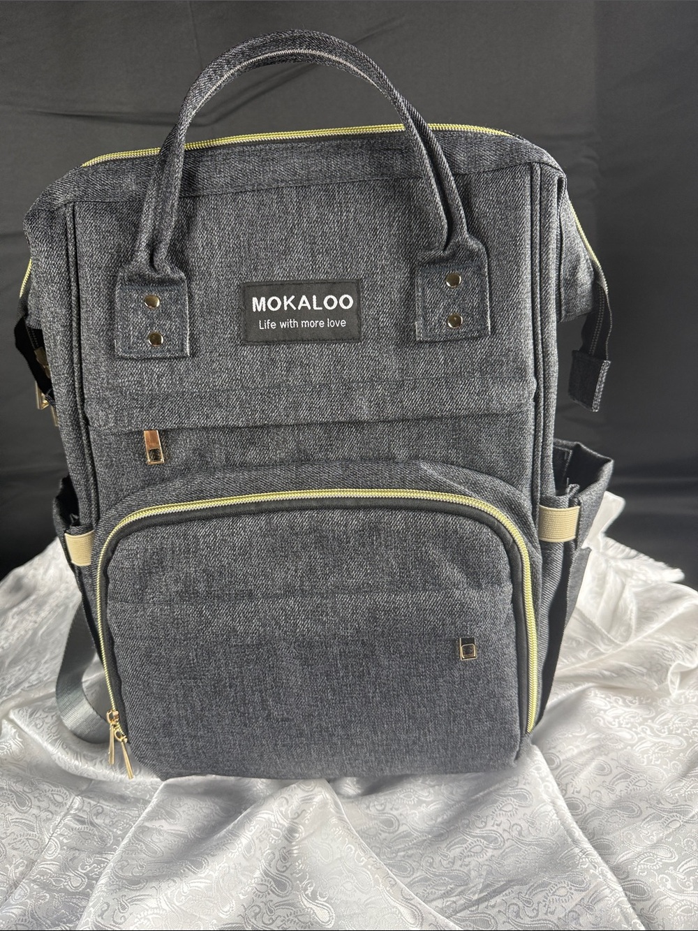 Mokaloo Gray Backpack Bag / diaper bag - Versatile Travel & Work Pack